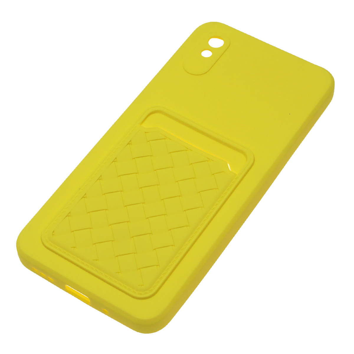 Чехол накладка CARD CASE для XIAOMI Redmi 9A, силикон, отдел для карт, цвет желтый