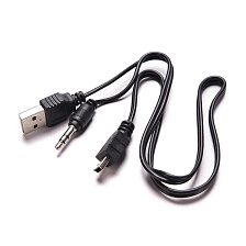 Кабель USB 2.0 (папа) - Jack 3.5 штекер (папа) - mini USB (папа) (USB 2.0 x mini USB / 5pin + 3.5 st / джек).