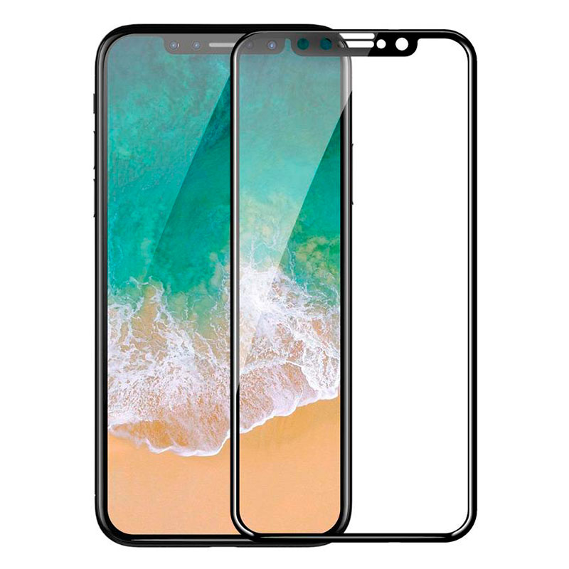 Защитное стекло 5D для APPLE iPhone X чёрный кант Monarch.