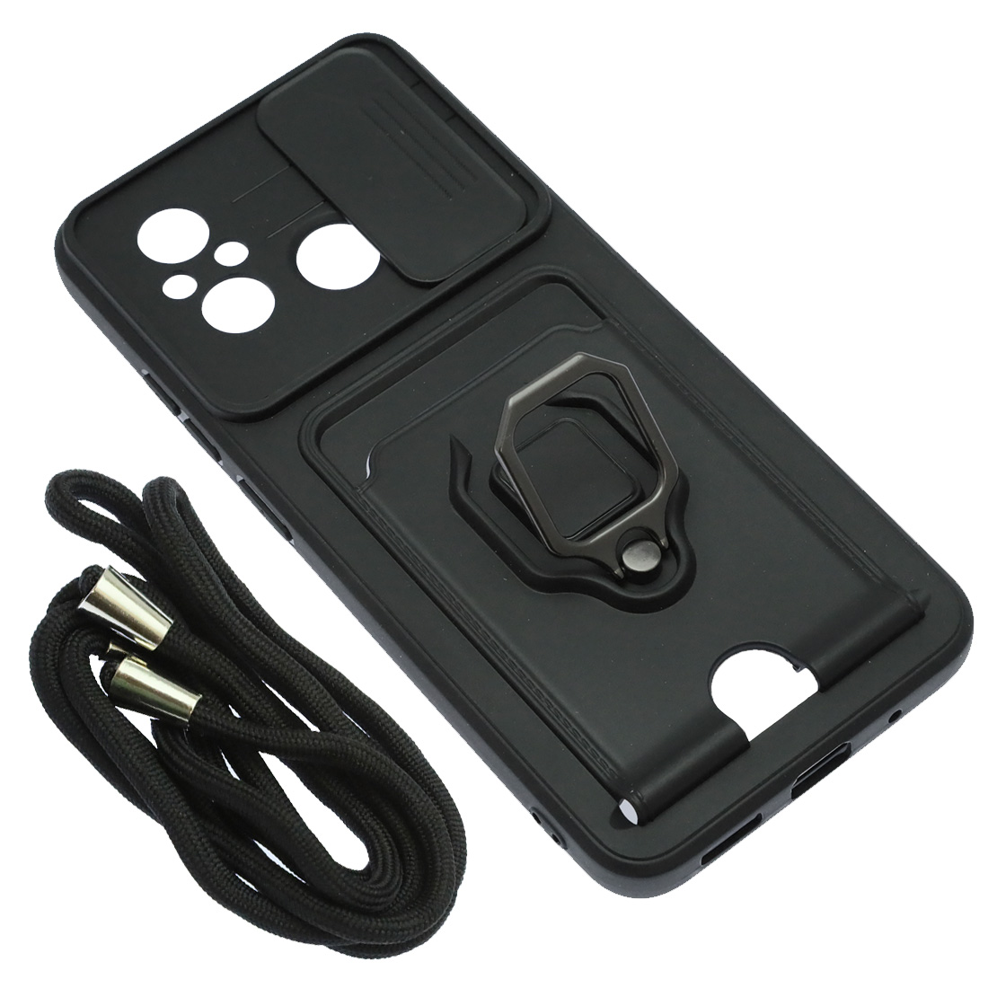 Чехол накладка MULTI FUNCTION 4 в 1 для XIAOMI Redmi 12C, XIAOMI POCO C55, цвет черный