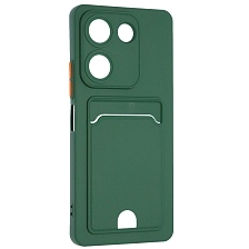 Чехол накладка BUTTON для TECNO Camon 20 4G, TECNO Camon 20 Pro 4G, защита камеры, силикон, отдел для карт, цвет темно зеленый Чехол накладка BUTTON для TECNO Camon 20 4G, TECNO Camon 20 Pro 4G, защита камеры, силикон, отдел для карт, цвет темно зеленый
