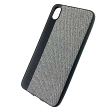 Чехол накладка для XIAOMI Redmi 7A, силикон, ткань, цвет черно серый.