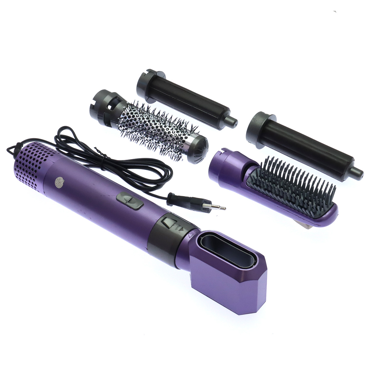 Стайлер (фен щетка) для волос Hot Air Styler, 5 насадок, 1000W, кейс, цвет фиолетово черный