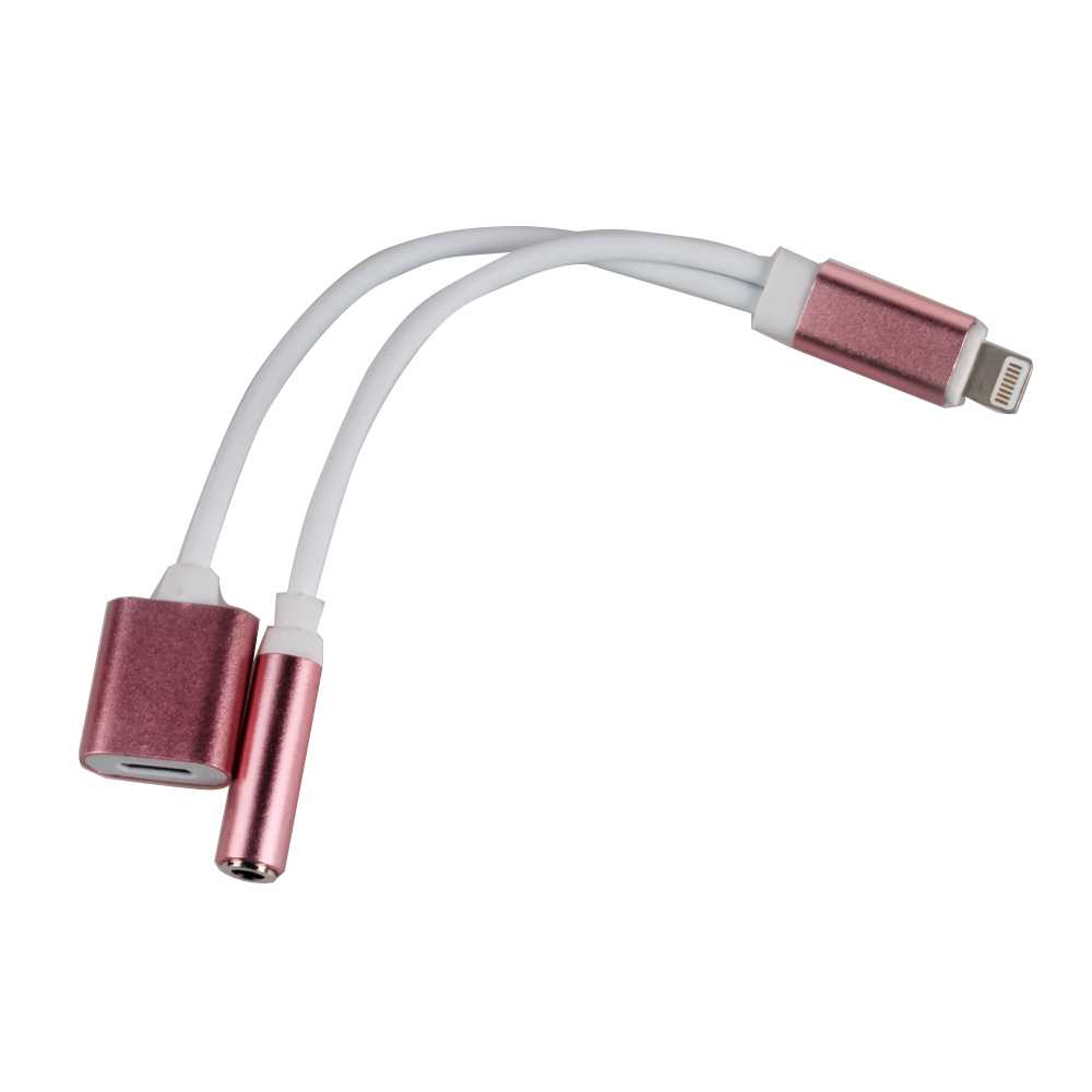 Переходник с Apple 8pin на Apple 8pin + jack 3.5мм + USB, цвет белый красный кант.