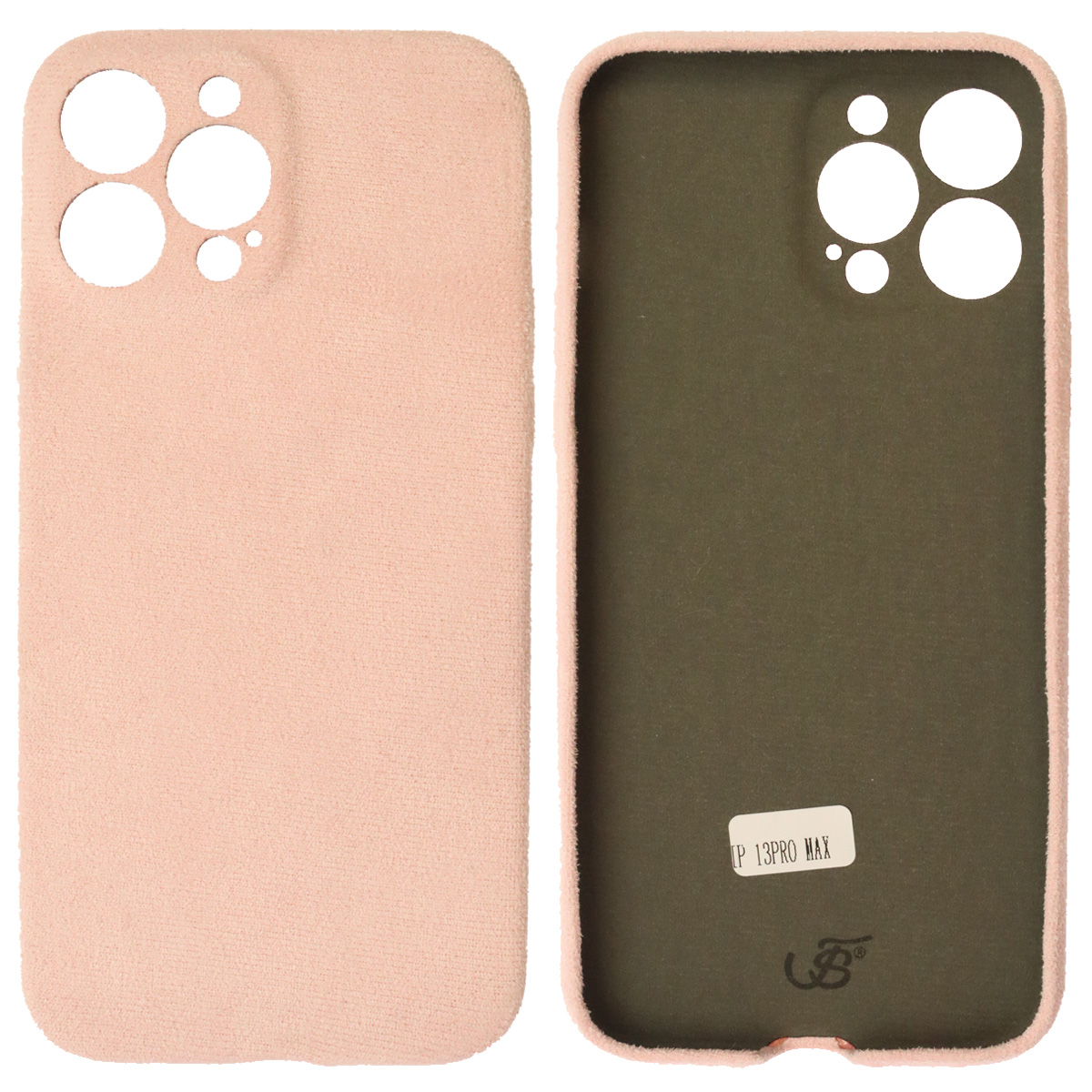Чехол накладка для APPLE iPhone 13 Pro Max, защита камеры, силикон, имитация алькантара, цвет розовый