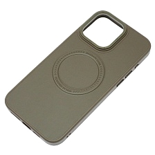 Чехол накладка Creative Stylish с поддержкой MagSafe для APPLE iPhone 15 Pro Max, защита камеры, экокожа, бархат, цвет темно коричневый