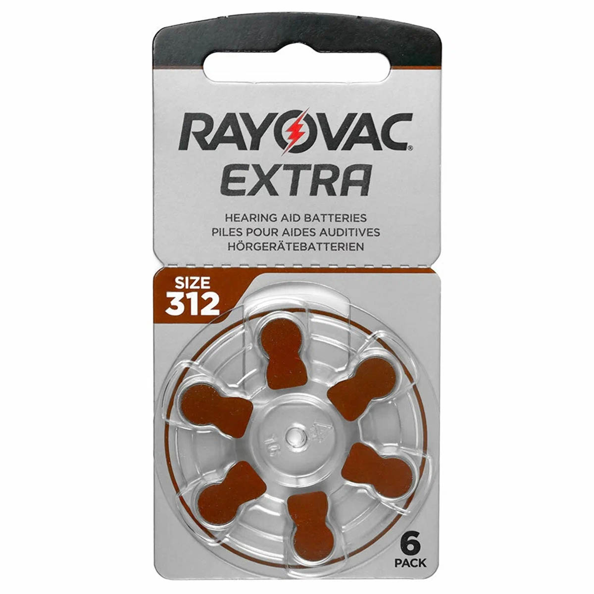 Батарейка для слуховых аппаратов RAYOVAC Extra, ZA312 (PR41,AC312,DA312), BL6, 1.45V