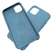 Чехол накладка Silicon Case для APPLE iPhone 11 Pro MAX 2019, силикон, бархат, цвет голубой.