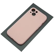 Чехол накладка для APPLE iPhone 13, силикон, бархат, цвет розовый песок