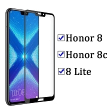 Защитное стекло 4D/5D для HUAWEI Honor 8C, цвет канта чёрный.