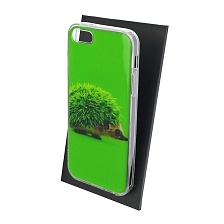 Чехол накладка для APPLE iPhone 5, iPhone 5G, iPhone 5S, iPhone SE, силикон, глянцевый, рисунок Зеленый ежик