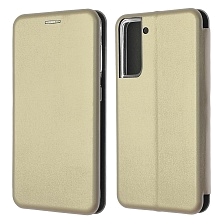 Чехол книжка STYLISH для SAMSUNG Galaxy S21 (SM-G991), экокожа, визитница, цвет золотистый