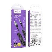 Аудио кабель, переходник HOCO UPA33A AUX (Jack 3.5 мм) на Lightning 8-pin, растягивается до 1.5 метра, цвет черный