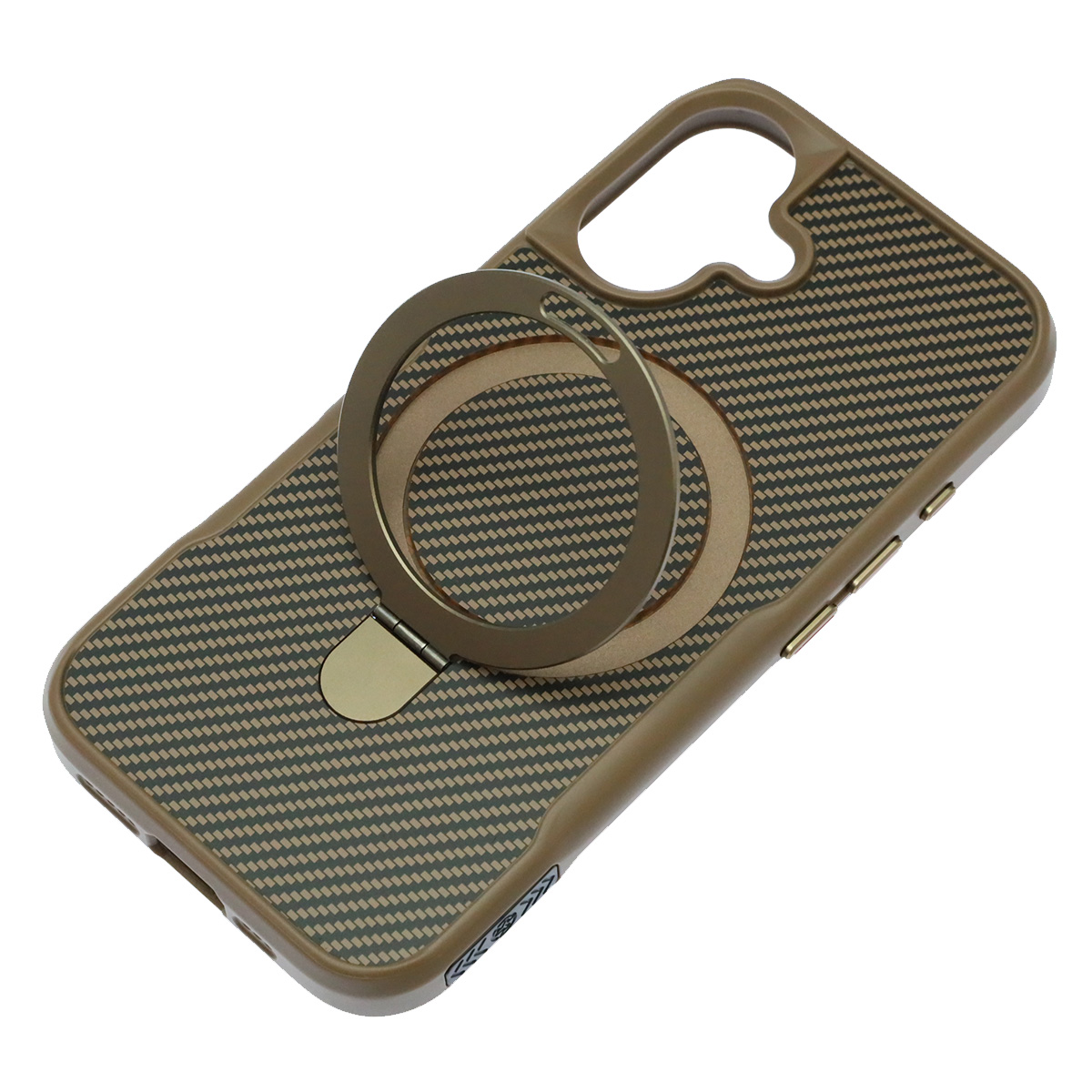 Чехол накладка Sky Armor с поддержкой MagSafe для APPLE iPhone 16, подставка, карбон, цвет коричневый