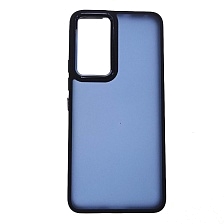 Чехол накладка для XIAOMI 12 Lite, силикон, пластик, цвет окантовки темно синий Чехол накладка для XIAOMI 12 Lite, силикон, пластик, цвет окантовки темно синий