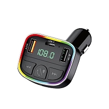 АЗУ (Автомобильное зарядное устройство) EARLDOM ET-M118 с FM-трансмиттером, 27W, 1 USB-C, 2 USB A, TF Card, Led дисплей, RGB подсветка, цвет черный