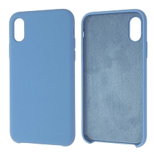 Чехол накладка Silicon Case для APPLE iPhone X, iPhone XS, силикон, бархат, цвет темно голубой