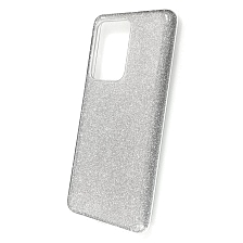 Чехол накладка Shine для SAMSUNG Galaxy S20 Ultra (SM-G988), силикон, блестки, цвет серебристый.