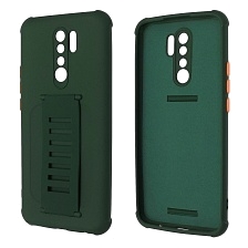 Чехол накладка LADDER NANO для XIAOMI Redmi 9, силикон, держатель, цвет темно зеленый