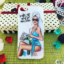 Чехол накладка для APPLE iPhone 7, 8, силикон, рисунок Wake up and be awesome.