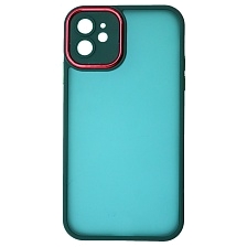 Чехол накладка KING для APPLE iPhone 11, силикон, пластик, защита камеры, цвет окантовки темно зеленый