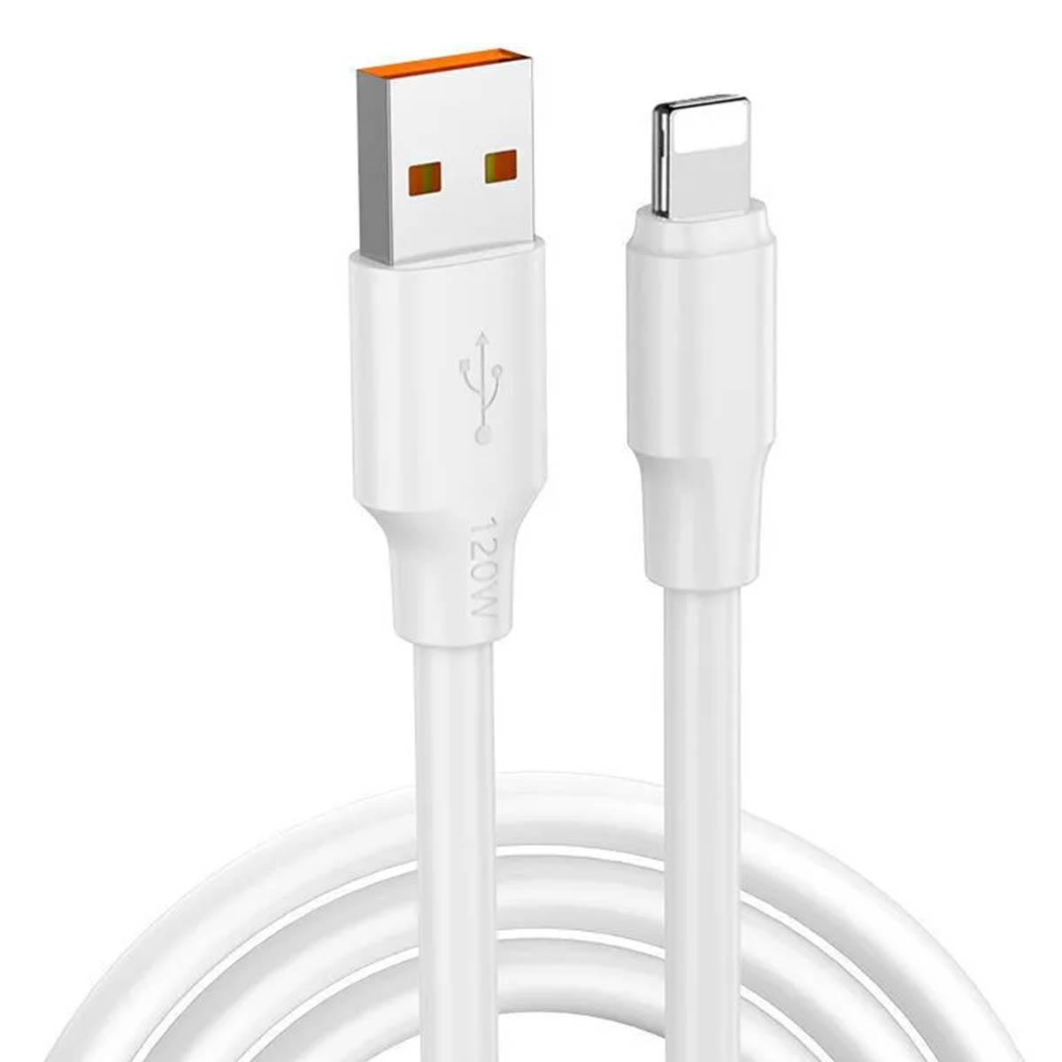 USB Дата кабель MRM MR56i, Lightning 8 pin, силикон, длина 1 метр, 120W, 6.0 A, цвет белый