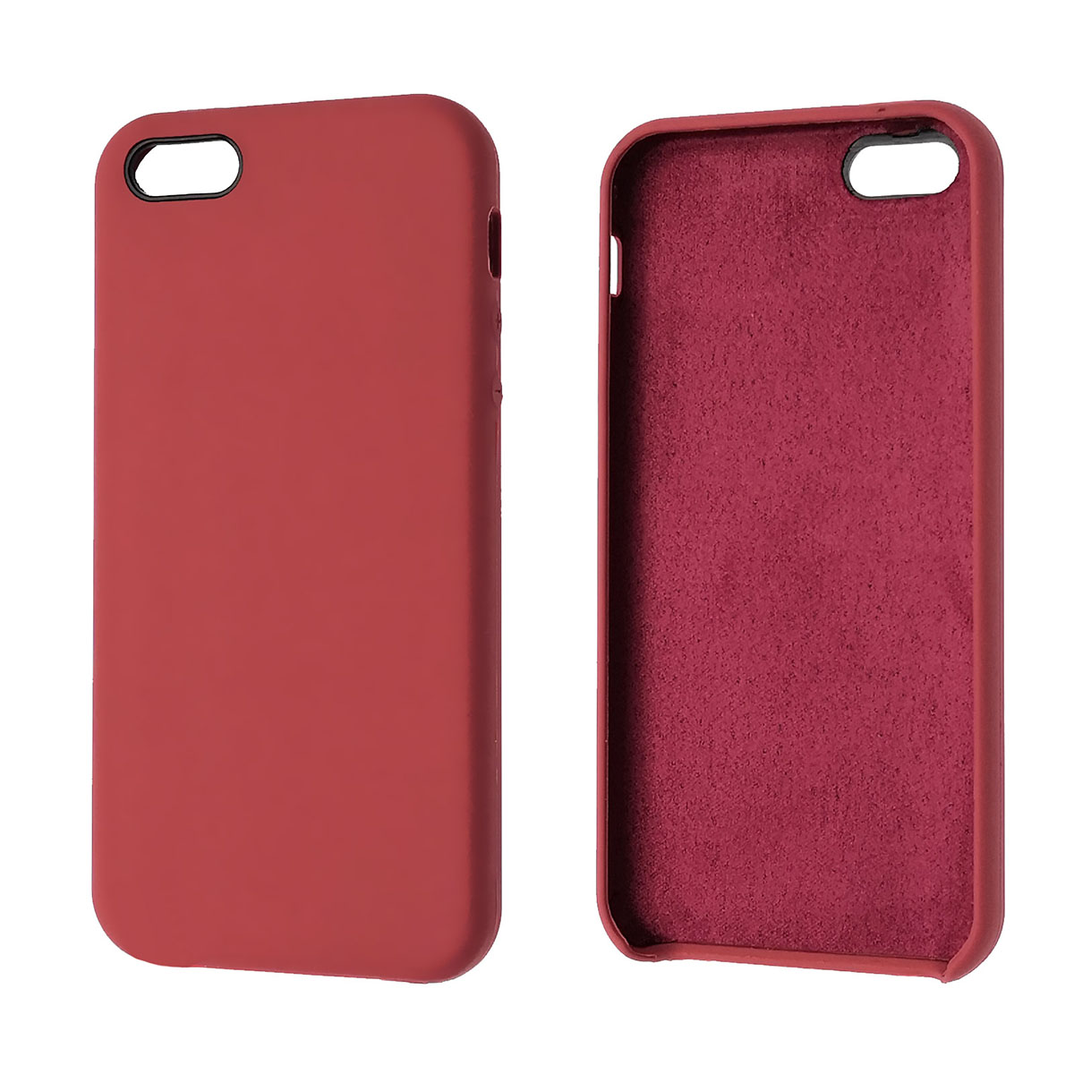 Чехол накладка Silicon Case для APPLE iPhone 5, iPhone 5S, iPhone SE, силикон, бархат, цвет темно розовый