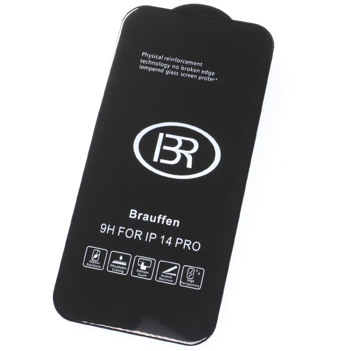 Защитное стекло 9H BRAUFFEN для APPLE iPhone 14 Pro (6.1"), цвет окантовки черный