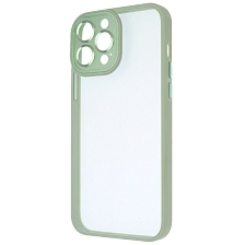 Чехол накладка для APPLE iPhone 13 Pro Max, защита камеры, силикон, прозрачный, цвет окантовки светло зеленый