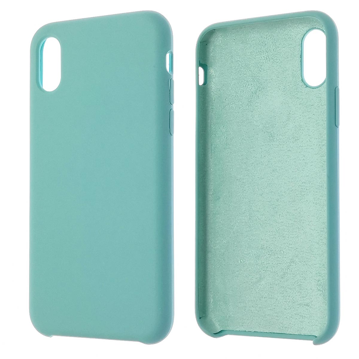 Чехол накладка Silicon Case для APPLE iPhone X, iPhone XS, силикон, бархат, цвет пастельно бирюзовый.