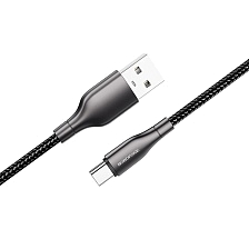 Кабель BOROFONE BX45 Fast USB Type C, 3А, длина 1 метр, силикон, нейлоновое армирование, цвет черный