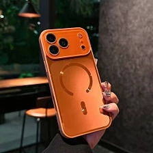 Чехол накладка BEXFLOVE для APPLE iPhone 17 Pro, Magsafe, защита камер, пластик, силикон, цвет оранжевый