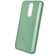 Чехол накладка для XIAOMI Redmi 8, силикон, блестки, цвет зеленый.