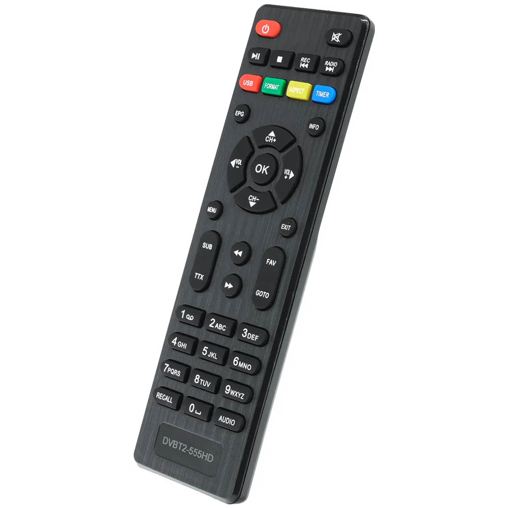 Пульт ДУ для DVBT2-555HD для приставок цифрового ТВ LUMAX, цвет черный