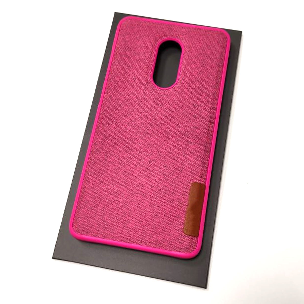 Чехол накладка для XIAOMI Redmi Note 4X, силикон, экокожа, ткань, цвет малиновый