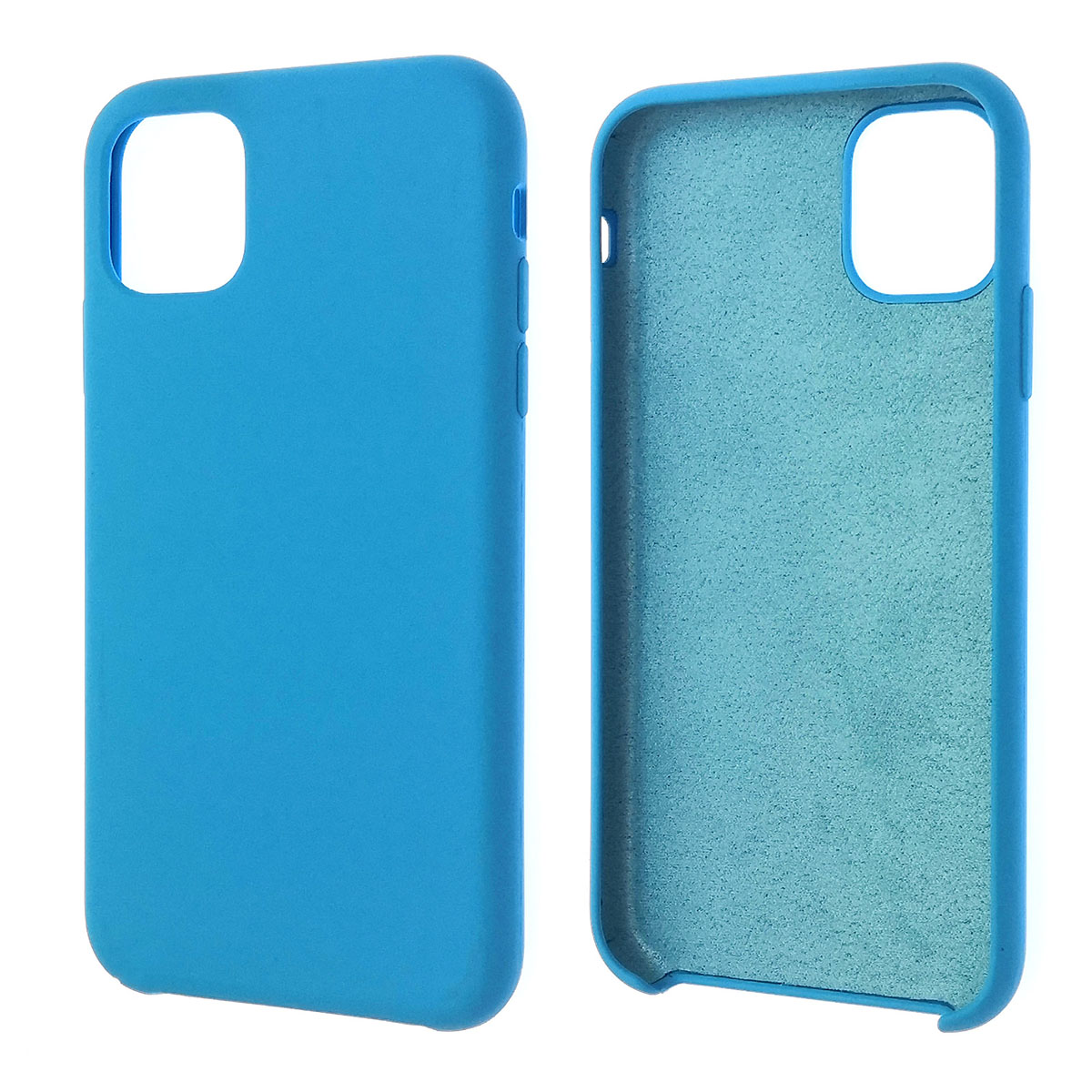 Чехол накладка Silicon Case для APPLE iPhone 11, силикон, бархат, цвет ярко голубой