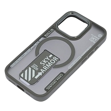 Чехол накладка Sky Armor с поддержкой MagSafe для APPLE iPhone 15 Pro, подставка, матовый, цвет серый Чехол накладка Sky Armor с поддержкой MagSafe для APPLE iPhone 15 Pro, подставка, матовый, цвет серый