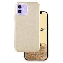Чехол накладка Shine для APPLE iPhone 12 (6.1"), iPhone 12 Pro (6.1"), силикон, блестки, цвет золотистый