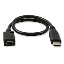 Кабель переходник с Mini USB на Type-C прямой коннектор, длина кабеля 20 см, цвет черный