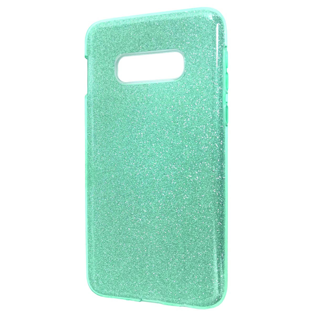 Чехол накладка Shine для SAMSUNG Galaxy S10e (SM-G970), силикон, блестки, цвет зеленый
