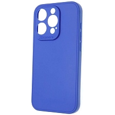 Чехол накладка для APPLE iPhone 15 Pro, защита камеры, силикон, цвет синий