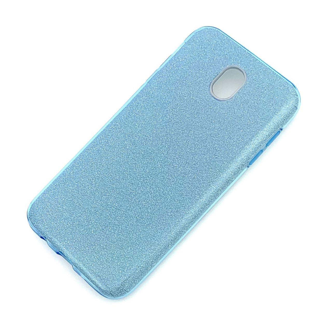 Чехол накладка Shine для SAMSUNG Galaxy J7 2017 (SM-J730), силикон, блестки, цвет голубой.