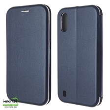 Чехол книжка STYLISH для SAMSUNG Galaxy A01 (SM-A015), экокожа, визитница, цвет темно синий | РЕТРО 4