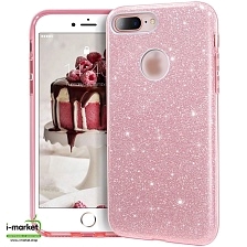 Чехол накладка Shine для APPLE iPhone 7 Plus, iPhone 8 Plus, силикон, блестки, цвет розовый