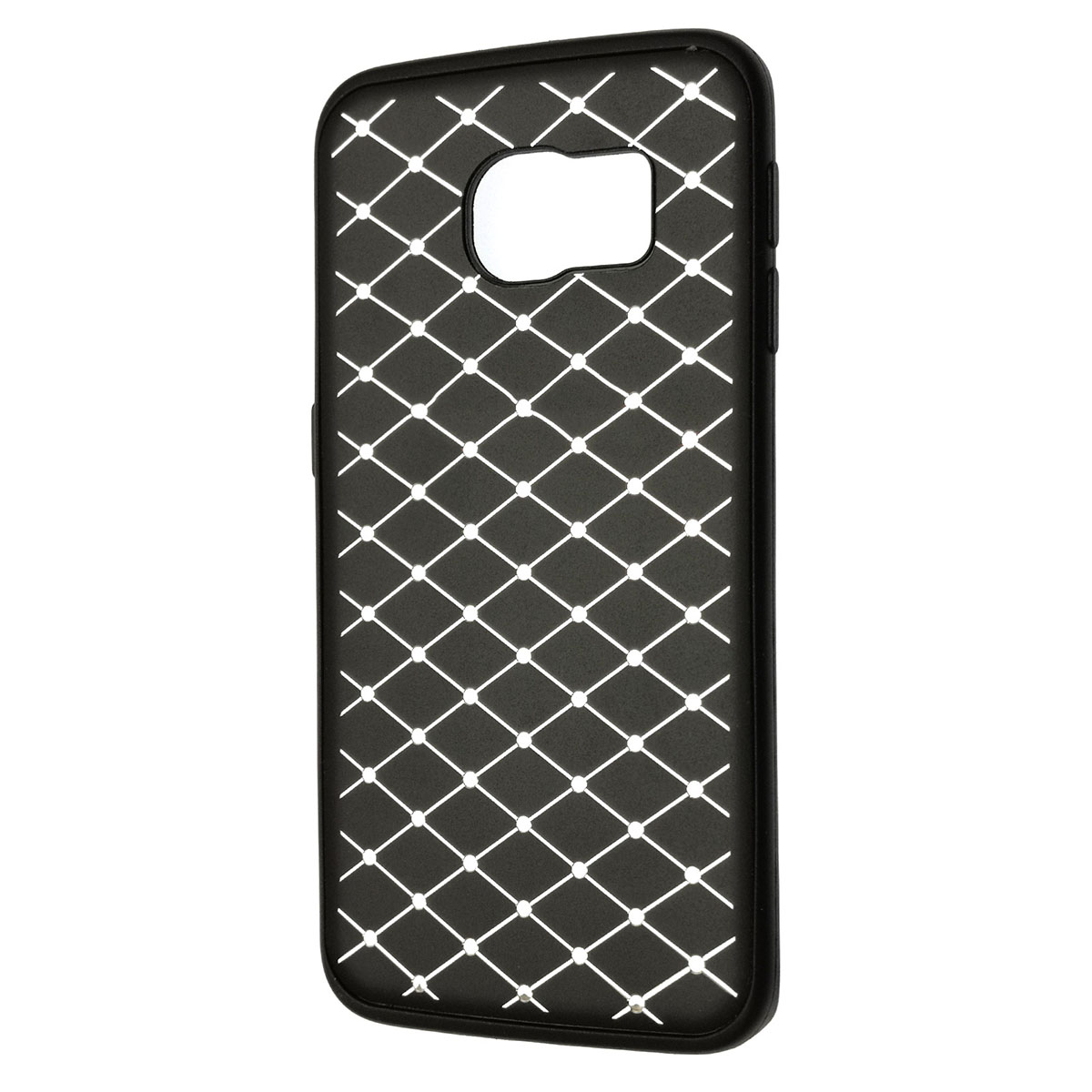 Чехол накладка для SAMSUNG Galaxy S6 Edge (SM-G925), силикон, металл, цвет черный.