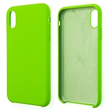 Чехол накладка Silicon Case для APPLE iPhone XR, силикон, бархат, цвет светло зеленый