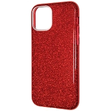 Чехол накладка Shine для APPLE iPhone 11 Pro 2019, силикон, блестки, цвет красный.