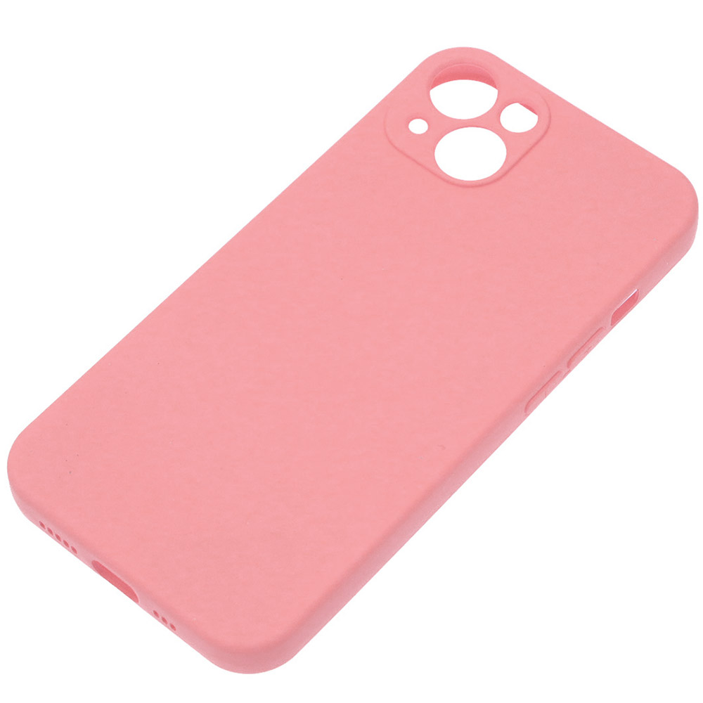 Чехол накладка Silicone Case для APPLE iPhone 13, защита камеры, силикон, бархат, цвет розовый