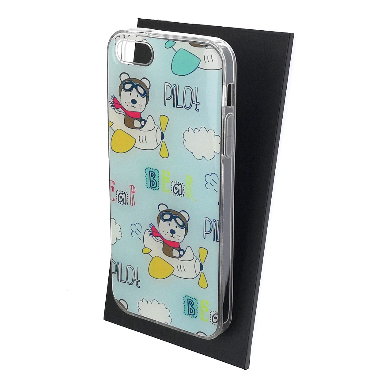 Чехол накладка для APPLE iPhone 5, iPhone 5G, iPhone 5S, iPhone SE, силикон, глянцевый, рисунок Bear pilot