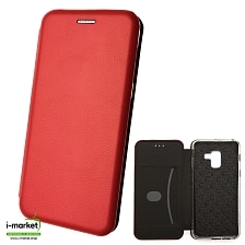 Чехол книжка для SAMSUNG Galaxy A8 2018, A5 2018, экокожа, визитница, цвет красный.